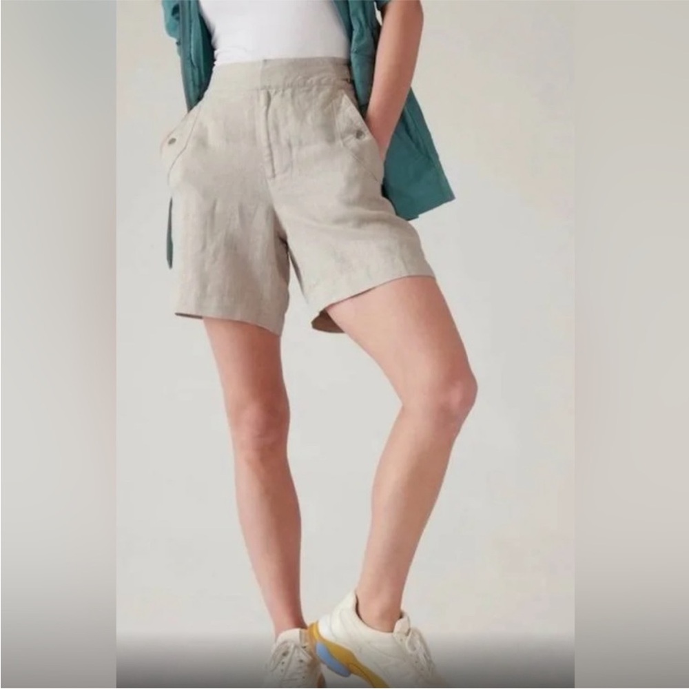 Athleta‎ 22 Voyager Linen Shorts Undyed #586829 Size 8